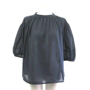 KKWSCA0232 24AW クリアトリコットジャージー ギャザーデザイン カットソー 5分袖 ネイビー 紺 32