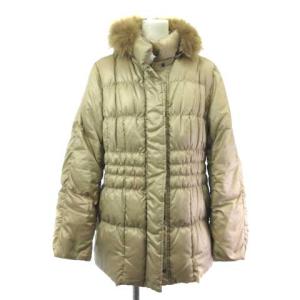ダウンコート ダウンジャケット ロング フーデッド ファー ベージュ 44