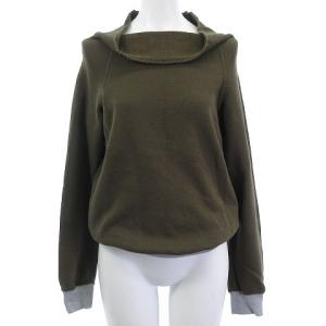 美品 GI-T065 AD2002 リブネック変形スウェット トレーナー 長袖 カーキ系 グレー S位