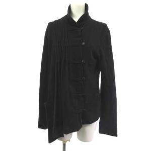 ニット カーディガン タック ラウンドカラー YX-T73-165 黒 ブラック 2