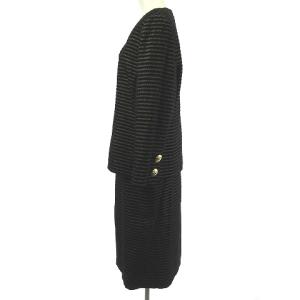 GIVENCHY ヌーベルブティック ヴィンテージ セットアップ ボーダー 金釦 ノーカラー ブラック 黒 10 1