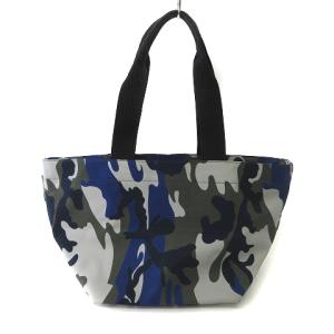 Hervé Chapelier 美品 ハンドバッグ トートバッグ カモフラ 迷彩柄 ナイロン フランス製 ブルー 青
