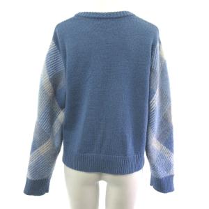 BLUE LABEL CRESTBRIDGE 24AW 55N08-435-23 ヘアリークレストブリッジチェックジャカードプルオーバー 長袖 ニット セーター  ブルー