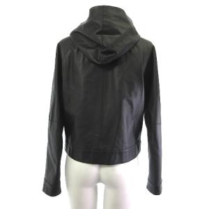 EPOCA ラムレザージャケット 羊革 フーデッド ジップアップ 黒 ブラック 40