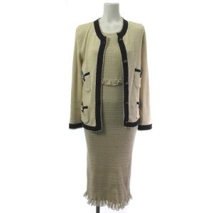 カシミヤ アンサンブル ノースリーブワンピース ココマーク ベージュ 36