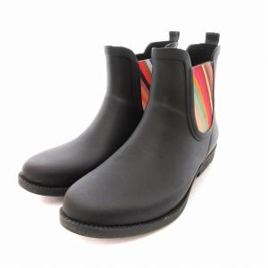 レインブーツ 長靴 サイドゴア レインボーカラー 8 26cm 黒 ブラック