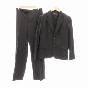 美品 パンツスーツ セットアップ フォーマル ジャケット 2B ノッチドラペル ウール 7F 黒 ブラック