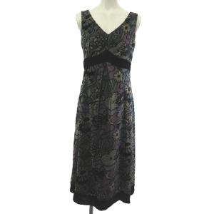 GBEAQ-05690 ワンピース ロング ベロア 花柄 ノースリーブ