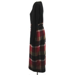 BLUE LABEL CRESTBRIDGE 24AW クレストブリッジチェックブライト起毛コンビドレス ワンピース 38 ブラック レッド