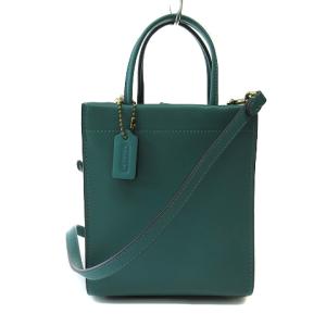 美品 C4828 ミニ カシン トート ショルダーバッグ ポシェット レザー クロスボディ グリーン 緑