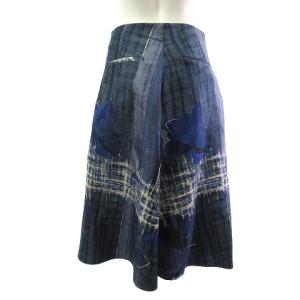MARNI ギャザースカート フレア 花柄 ネイビー 紺 38
