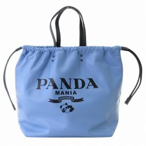 PANDA MANIA 巾着 トートバッグ レザー 青 ブルー