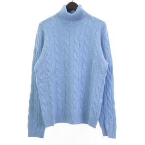 OPTIMUM カシミヤ混 ニット タートルネック ブルー L