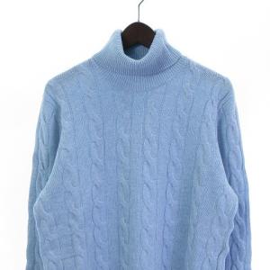 malo OPTIMUM カシミヤ混 ニット タートルネック ブルー L