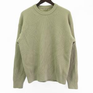 美品 19AW SUPER FINE WOOL RIB KNIT BIG P O セーター ニット 緑系 グリーン 3 約S