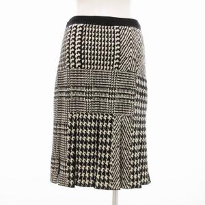 Ermanno Scervino プリーツスカート ひざ丈 千鳥柄 格子柄 ウール 40 M 白 ホワイト 黒 ブラック