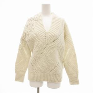 美品 アルパカニット セーター 長袖 レース 透け編み XS 白 ホワイト
