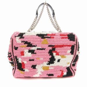Ermanno Scervino かぎ編みバッグ ワンショルダー チェーン 総柄 ピンク