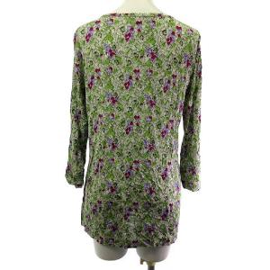 ETRO カットソー とろみ 7分袖 花柄 グリーン 緑 46