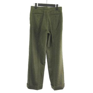 Max Mara 白タグ パンツ スラックス チェック ウール  ロールアップ グリーン 緑 38