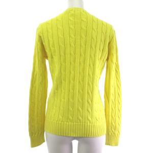 POLO RALPH LAUREN ニット セーター ケーブル ワンポイント プルオーバー イエロー 黄 S