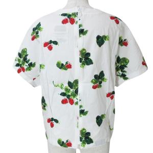 MUVEIL 美品 半袖 カットソー シャツ プルオーバー いちご柄 ロゴワンポイント LILY OF VALLEY 白系 36 S相当