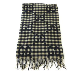 GUCCI 644365 4G718 ウール ジャガード GG マフラー ネイビー