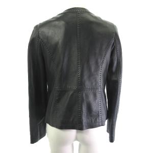 OLD ENGLAND ラムレザー ジャケット 羊革 ノーカラー ブラック 黒 36