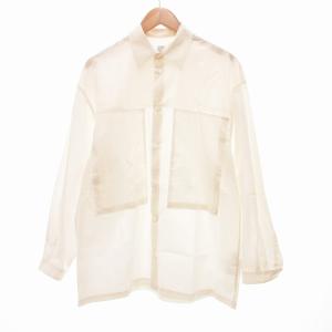 シャツ 長袖 胸ポケット オーバーサイズ XS 白 ホワイト