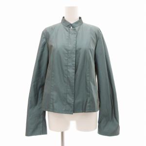 美品 ジャケット ブルゾン スタンドカラー 比翼 44 玉虫色 ブルー