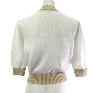 PRADA 23年 クロップド ニット カーディガン ホワイト ベージュ 36 P25104 S211 1Z05