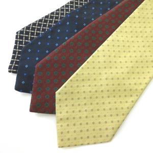 ネクタイ 4本セット シルク100 総柄 ネイビー ボルドー イエロー ブラック