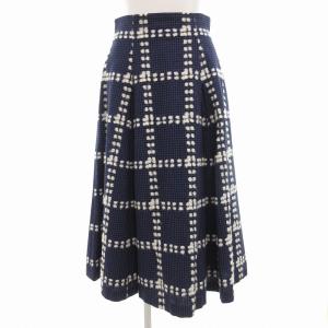 美品 KATIE スカート ロング丈 チェック柄 0 紺