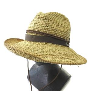NN01460 ラフィアハット 帽子 中折れ ベージュ M