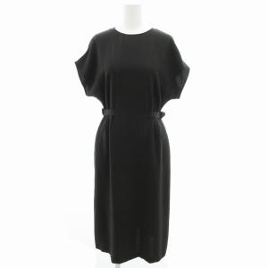 キューティクルストレッチツイル ワンピース ひざ丈 半袖 ドルマン ベルト 32 黒 ブラック OPWSCM0602