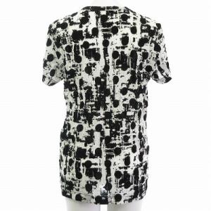 Y's 美品 Tシャツ カットソー メッシュ ドット柄 半袖 白黒 ブラック ホワイト 2 約M