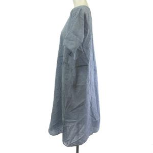 JURGEN LEHL ワンピース 膝丈 半袖 チェック ブルー M