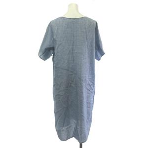 JURGEN LEHL ワンピース 膝丈 半袖 チェック ブルー M