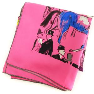 HERMES スカーフ カレ 90 Paddock パドック 馬 貴婦人 大判 シルク ピンク