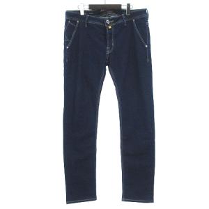 JEANS HANDMADE デニム ジーンズ パンツ ストレート ボタンフライ 刺繍 コットン インディゴネイビー