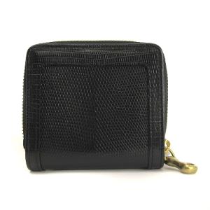 TOFF&LOADSTONE 美品 二つ折りジップ財布 コンパクト ウォレット リスリザード 型押し TLA397 黒 ブラック 小物 SM
