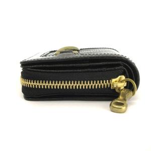 TOFF&LOADSTONE 美品 二つ折りジップ財布 コンパクト ウォレット リスリザード 型押し TLA397 黒 ブラック 小物 SM