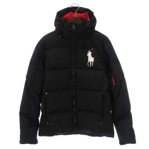ダウンジャケット ビッグポニー フード ロゴ 黒 S 