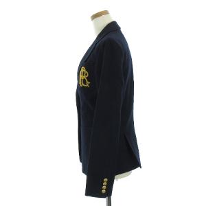 RALPH LAUREN ブレザー テーラード ジャケット ロゴ 金ボタン 2B ウール カシミヤ混 紺 ネイビー 7 SM