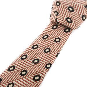 美品 ネクタイ ワイドタイ ビジネス シルク 総柄 赤 レッド SM