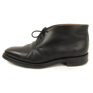 Grenson ブーツ チャッカ レザー シボ革 無地 23597 ブラック 7.5