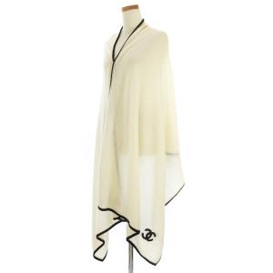 大判ストール カシミヤ シルク混 ココマーク オフホワイト