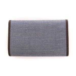 Salvatore Ferragamo キーケース ボーダー 6連 三つ折り ネイビー 焦げ茶 ダークブラウン