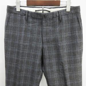 INCOTEX スラックス パンツ チェック ウール ダブル仕上げ グレー ブルー系 46 SM