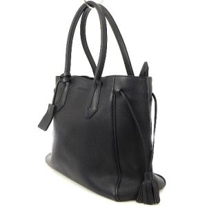 Longchamp ペネロペ M トートバッグ フリンジ タッセル  レザー ダークネイビー 鞄